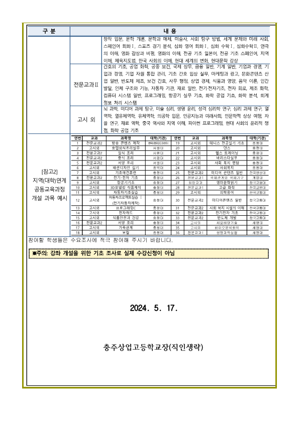 2024. 공동교육과정 여름학기 수요조사 가정통신문_2